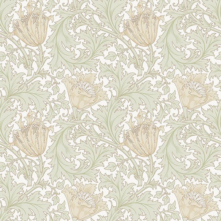 Anemone Light Green Floral Trail Wallpaper