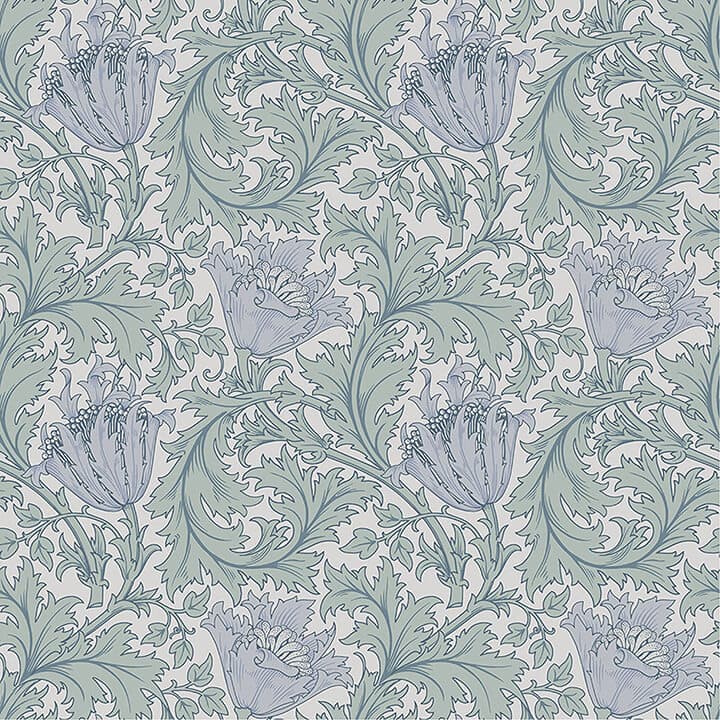 Anemone Blue Floral Trail Wallpaper