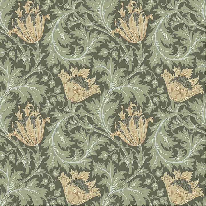 Anemone Moss Floral Trail Wallpaper