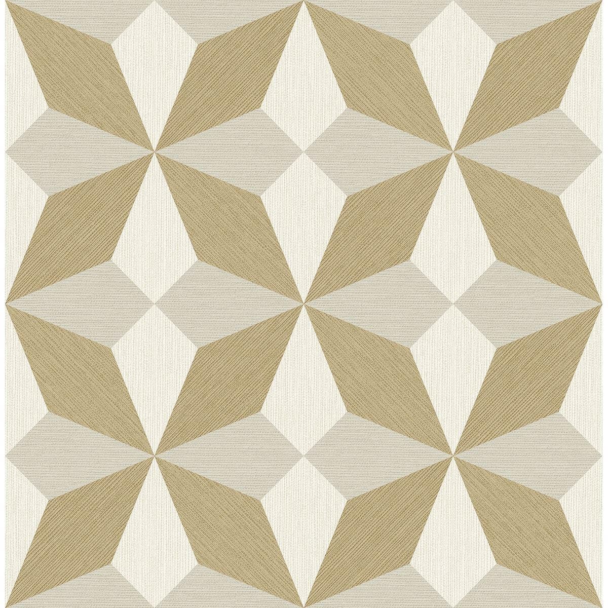 Valiant Beige Faux Grasscloth Geometric Wallpaper