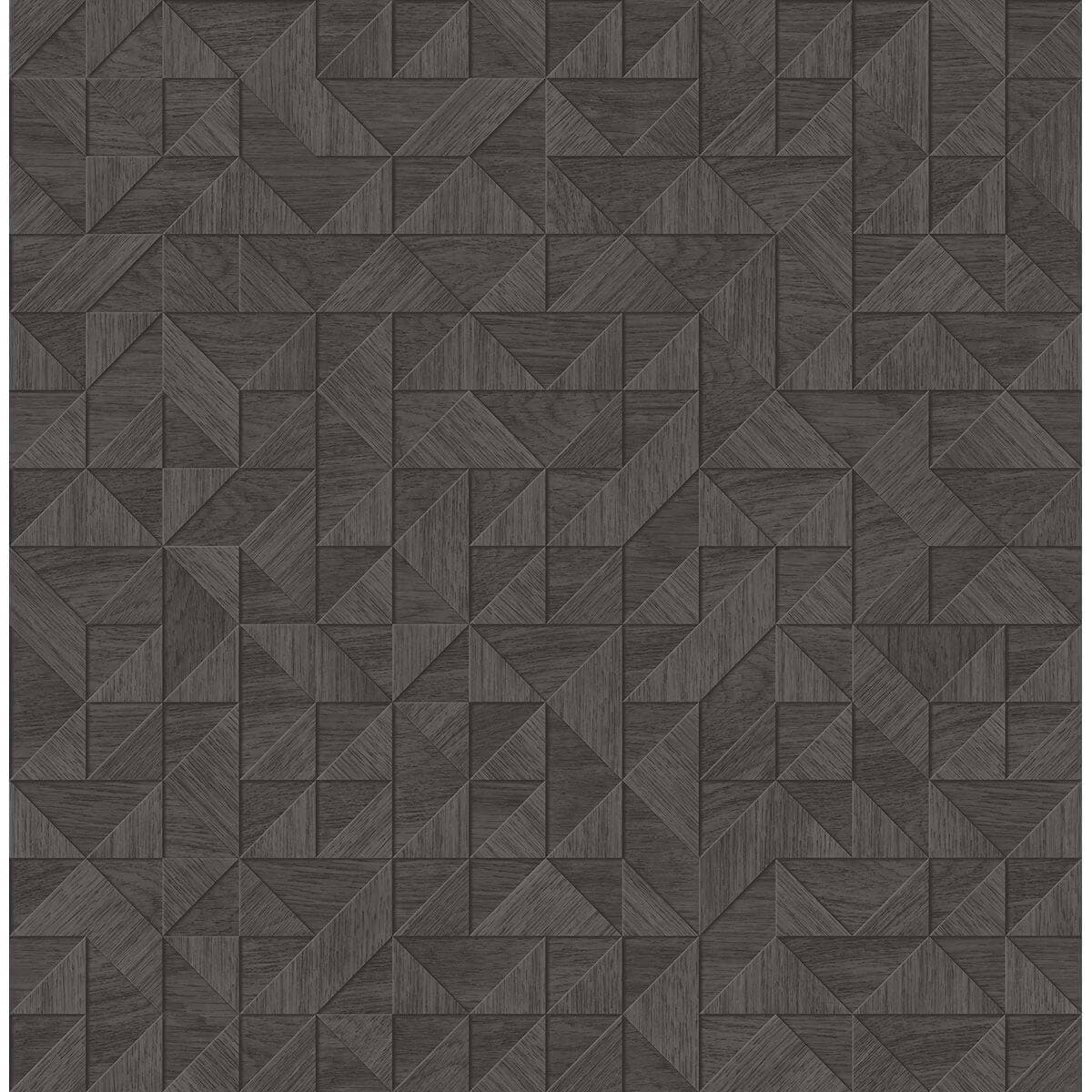 Gallerie Dark Brown Geometric Wood Wallpaper