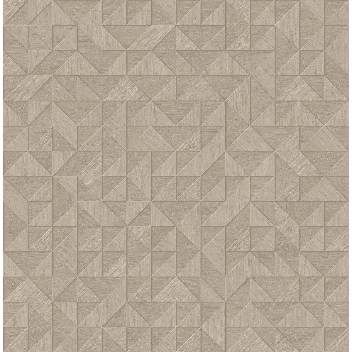 Gallerie Beige Geometric Wood Wallpaper