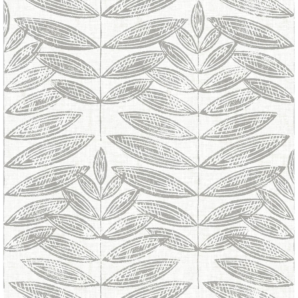 Akira Grey Leaf Wallpaper