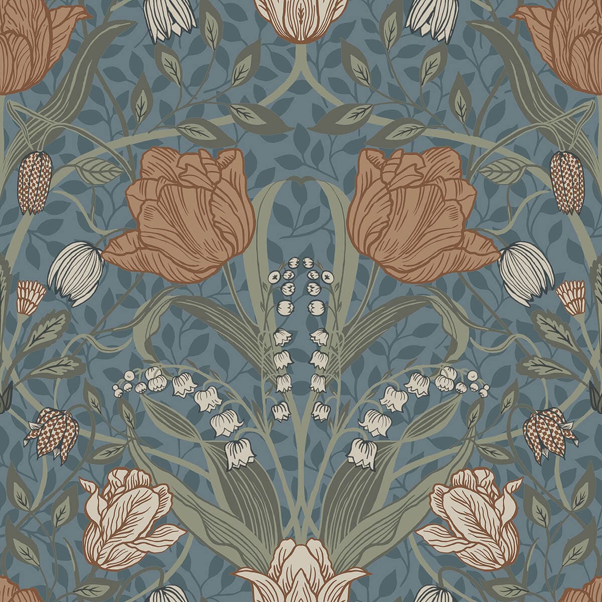 Filippa Blue Tulip Wallpaper