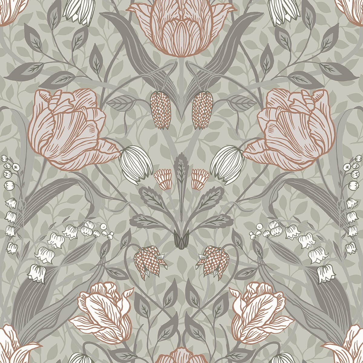 Filippa Grey Tulip Wallpaper