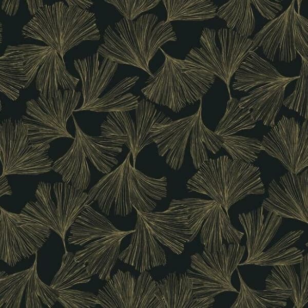 Ginkgo Toss Wallpaper- Black