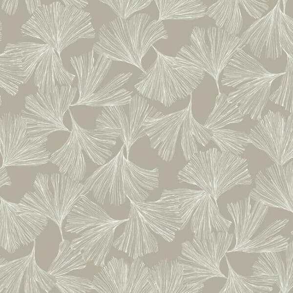 Ginkgo Toss Wallpaper- Warm Silver
