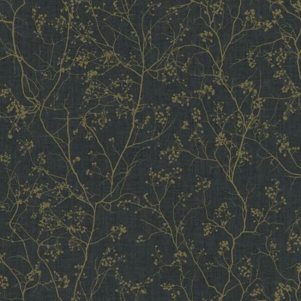 Luminous Branches Wallpaper- Black/Gold