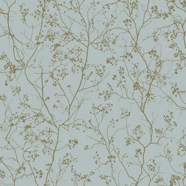 Luminous Branches Wallpaper- Smokey Blue/Gold