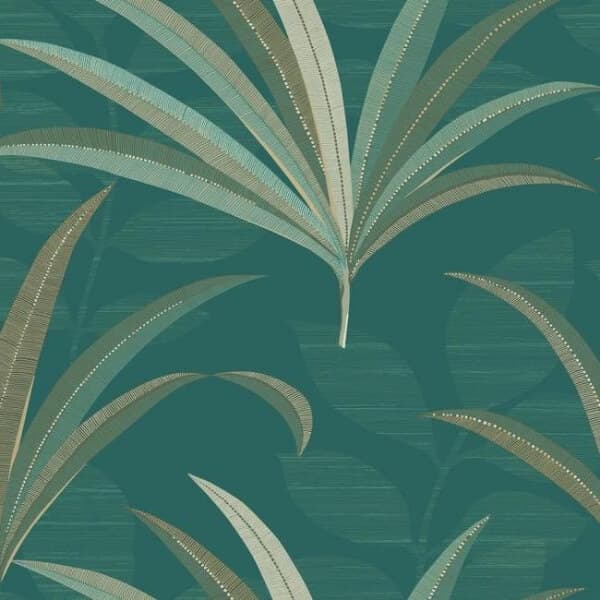 El Morocco Palm Wallpaper- Teal/Green