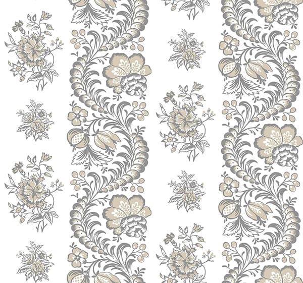 Beaumont Charcoal Floral Stripe Wallpaper