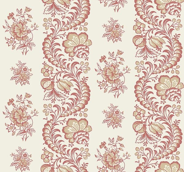 Beaumont Ruby Floral Stripe Wallpaper