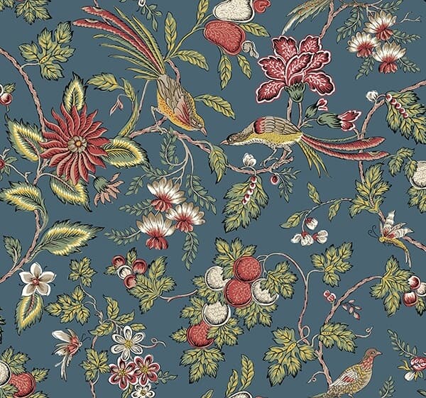 Parterre Indigo Jacobean Wallpaper