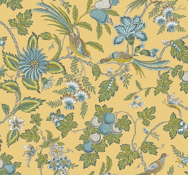 Parterre Light Yellow Jacobean Wallpaper
