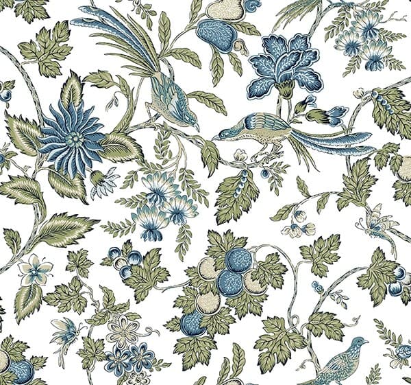 Parterre Blue Jacobean Wallpaper