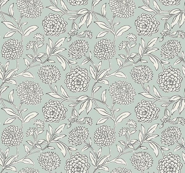 Chatsworth Garden Sky Blue Floral Trail Wallpaper
