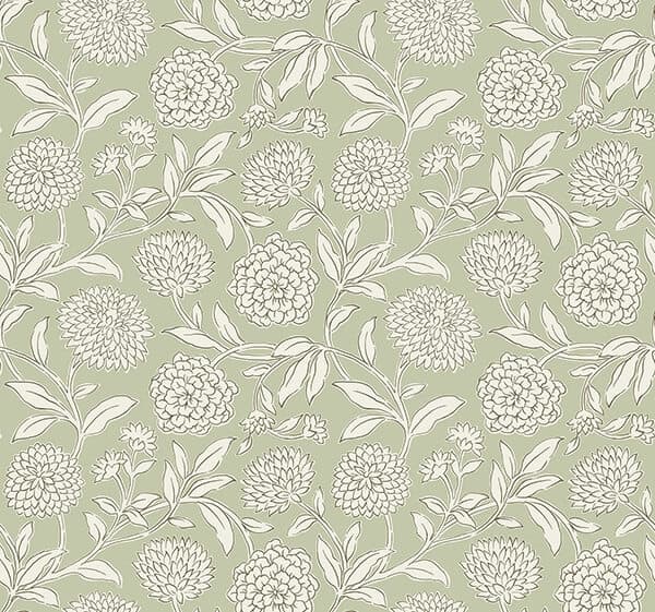 Chatsworth Garden Light Green Floral Trail Wallpaper
