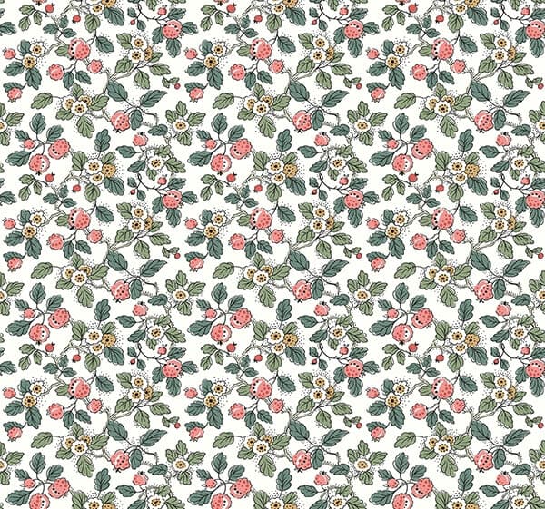 Framboise Pink Berry Vines Wallpaper