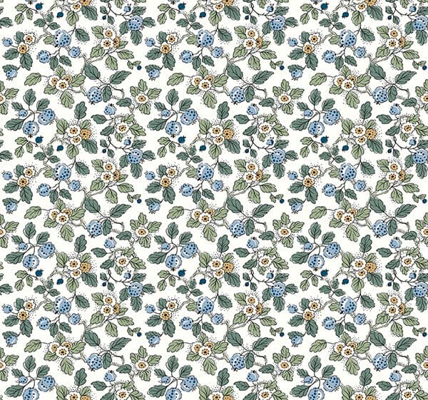 Framboise Blue Berry Vines Wallpaper
