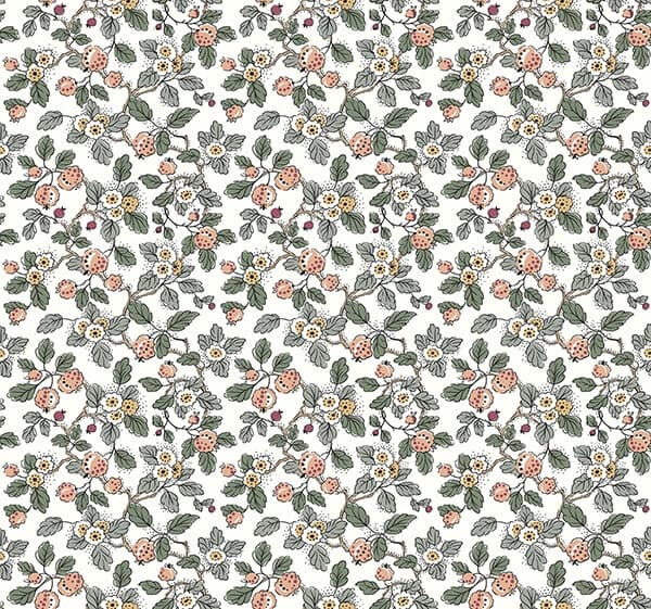 Framboise Blush Berry Vines Wallpaper