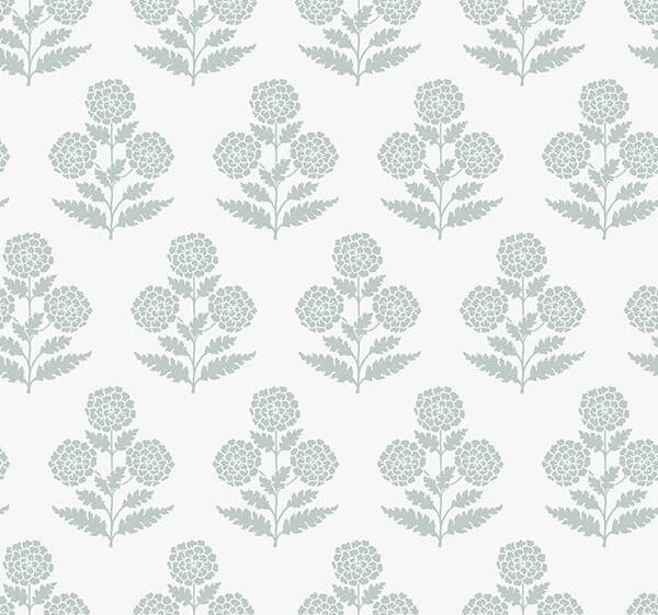 Souci Light Blue Marigolds Wallpaper
