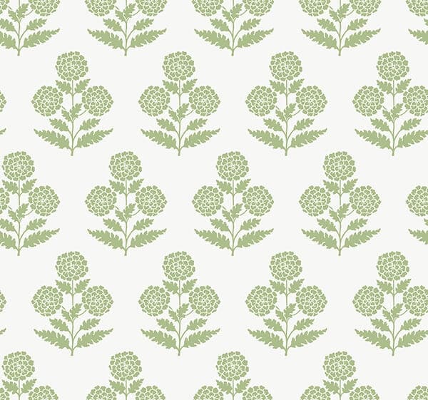 Souci Green Marigolds Wallpaper