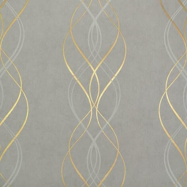 Aurora Wallpaper- Grey/Gold