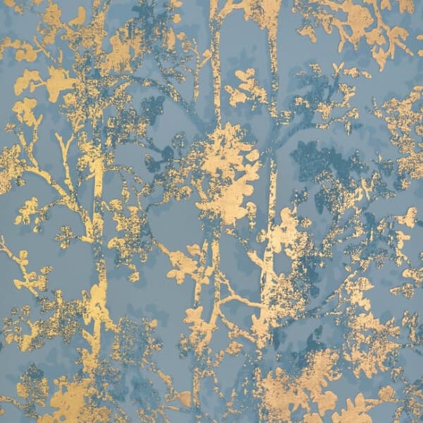 Shimmering Foliage Wallpaper- Blue/Gold