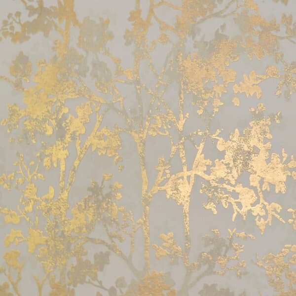 Shimmering Foliage Wallpaper- Almond/Gold