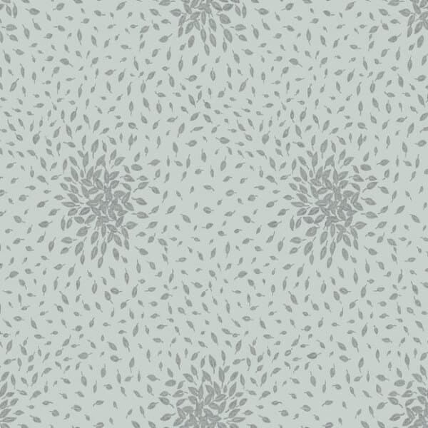 Petite Leaves Wallpaper- Spa/Silver