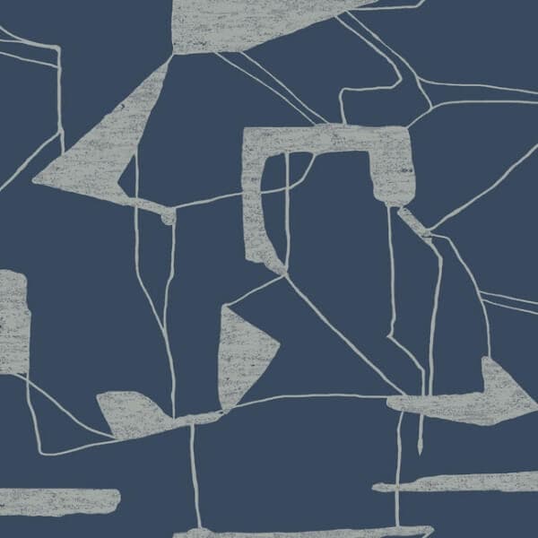 Abstract Geo Wallpaper- Navy/Silver