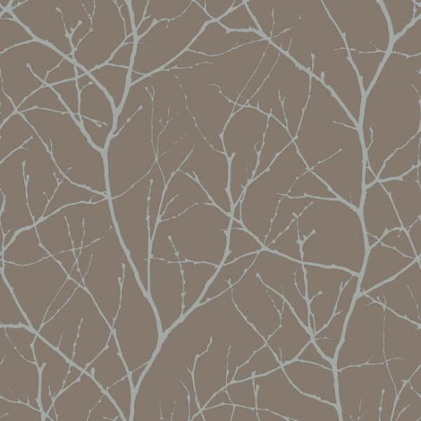 Trees Silhouette Wallpaper- Mocha/Silver