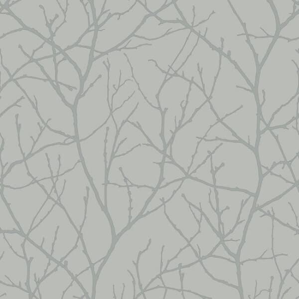 Trees Silhouette Wallpaper- Smokey Blue/Silver