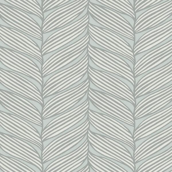 Luminous Leaves Wallpaper- Spa/Silver