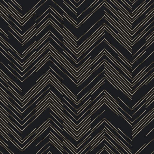 Polished Chevron Wallpaper- Black/Gold