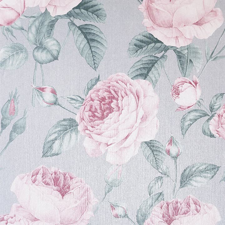 Rosaline Light Grey Floral Wallpaper- Arthouse