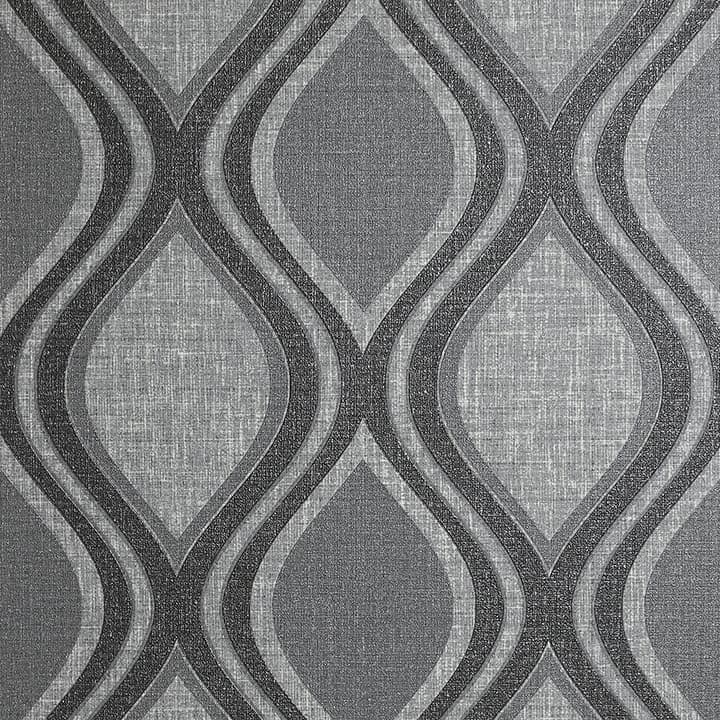 Ignatius Charcoal Ogee Wallpaper- Arthouse