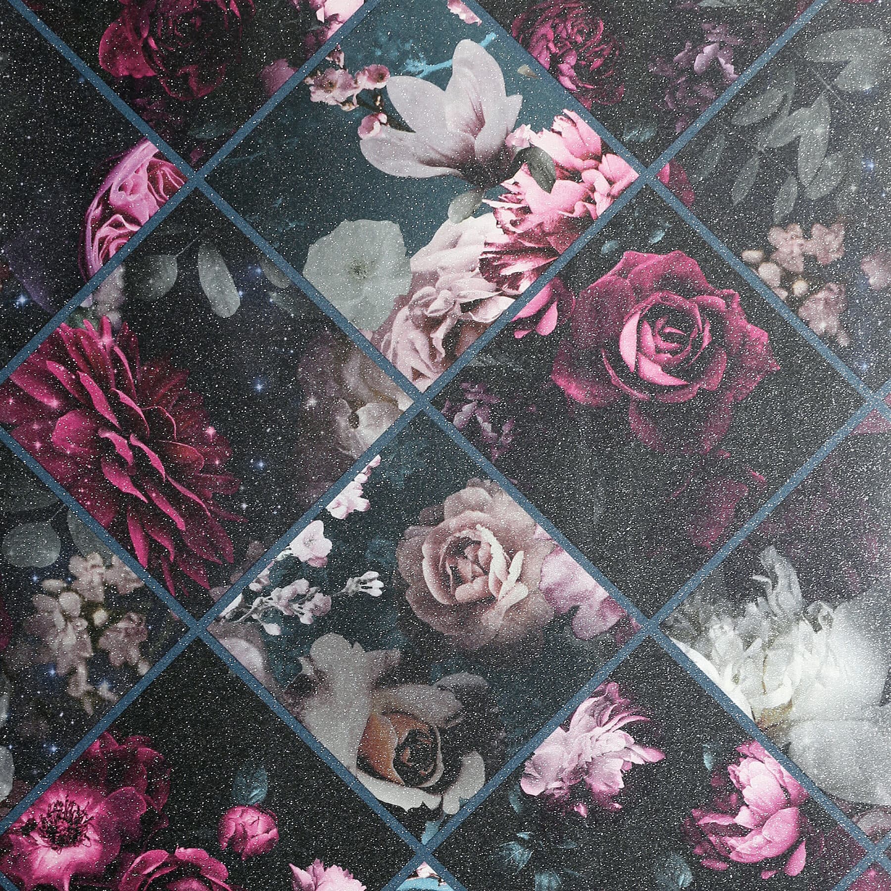 Gianna Purple Floral Squares Wallpaper