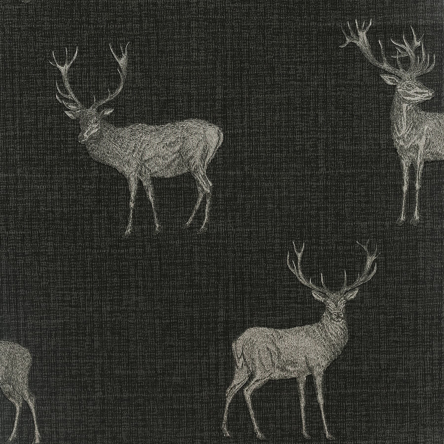 Hank Charcoal Stag Wallpaper