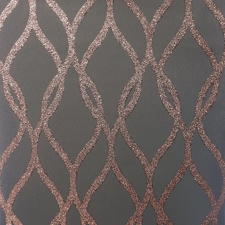 Ava Rose Gold Glittering Ogee Wallpaper- Arthouse