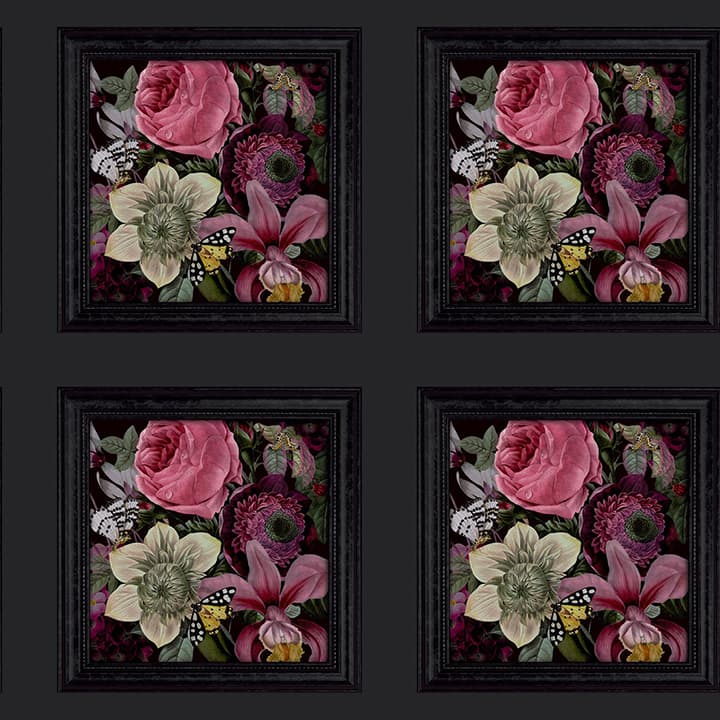 Lucinda Black Floral Panel Wallpaper- Arthouse