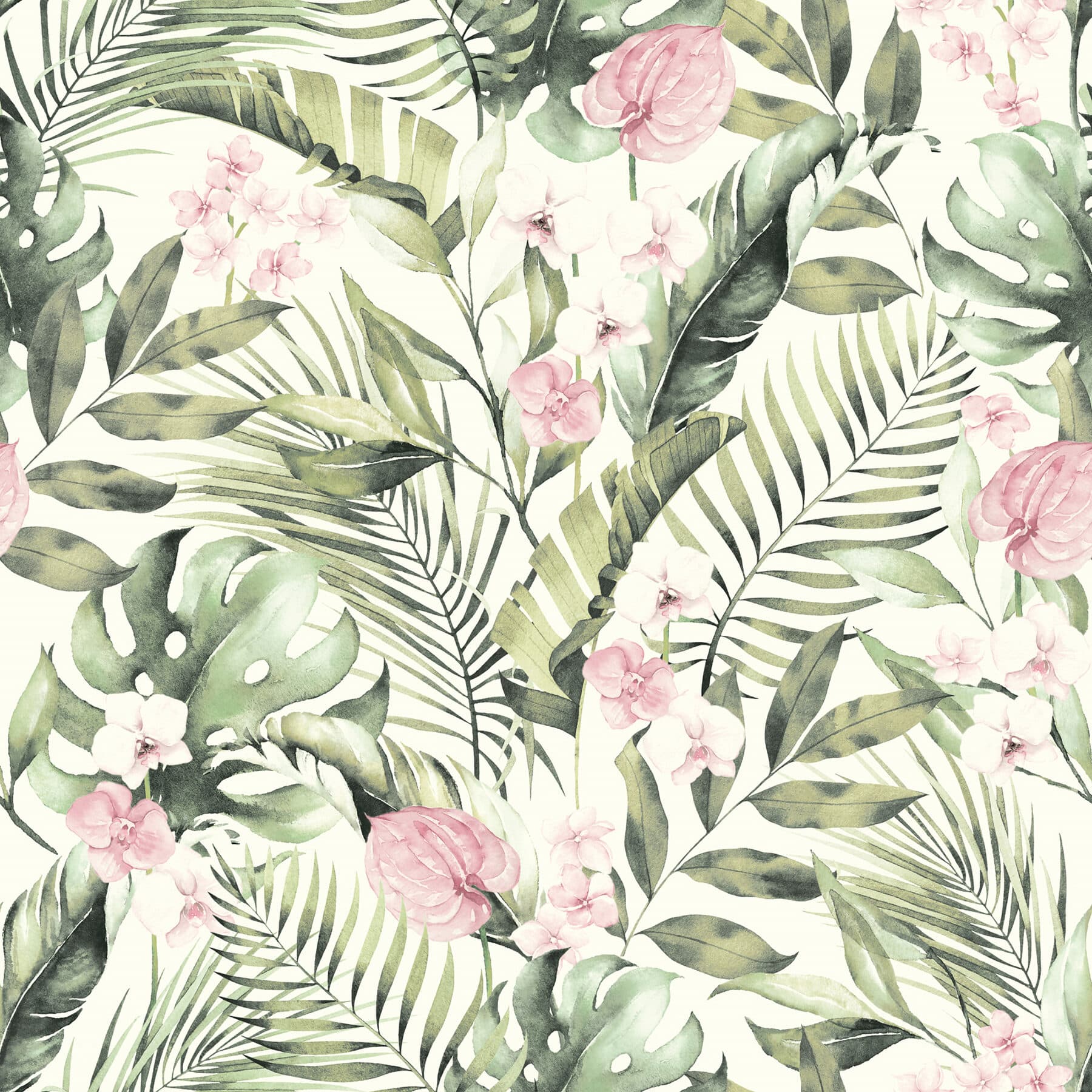 Harrietta Green Tropical Floral Wallpaper