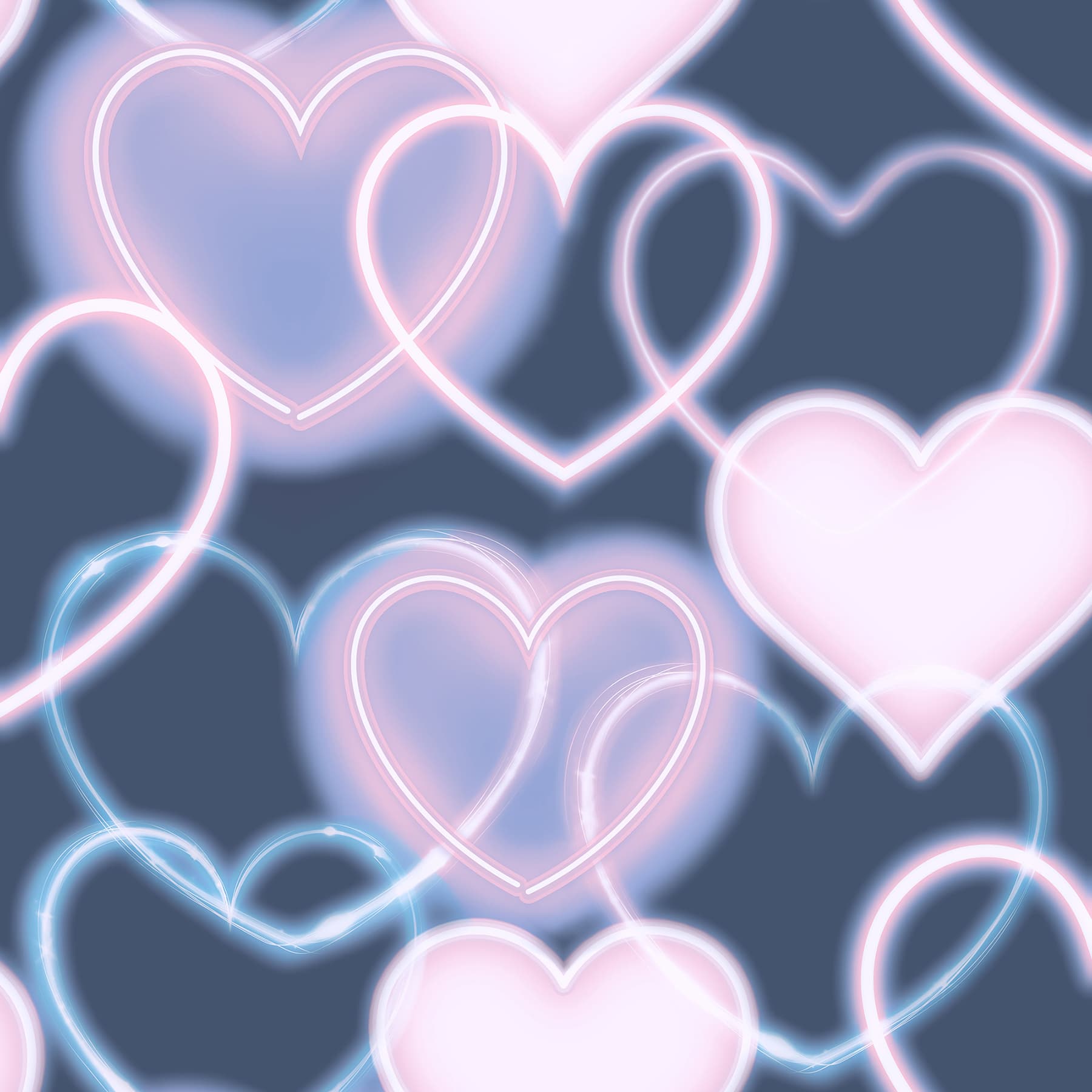 Effie Navy Neon Heart Wallpaper