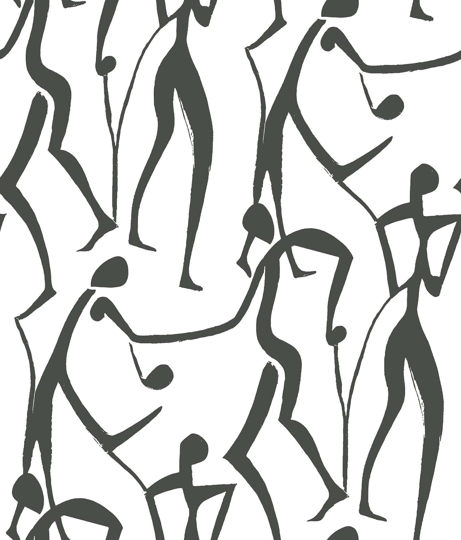 Joyful Dancers Wallpaper- Carbon Black