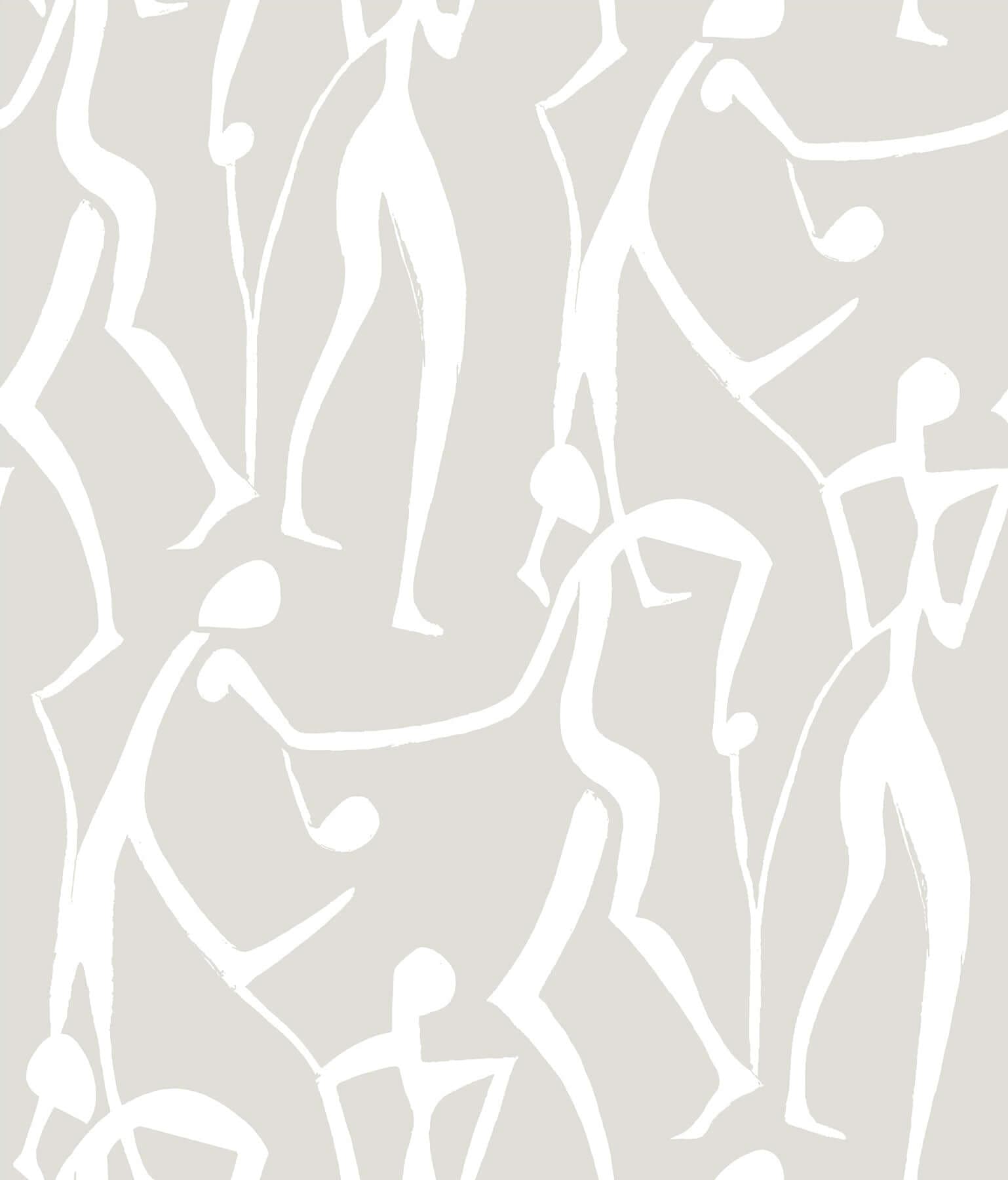 Joyful Dancers Wallpaper- Lichen Grey