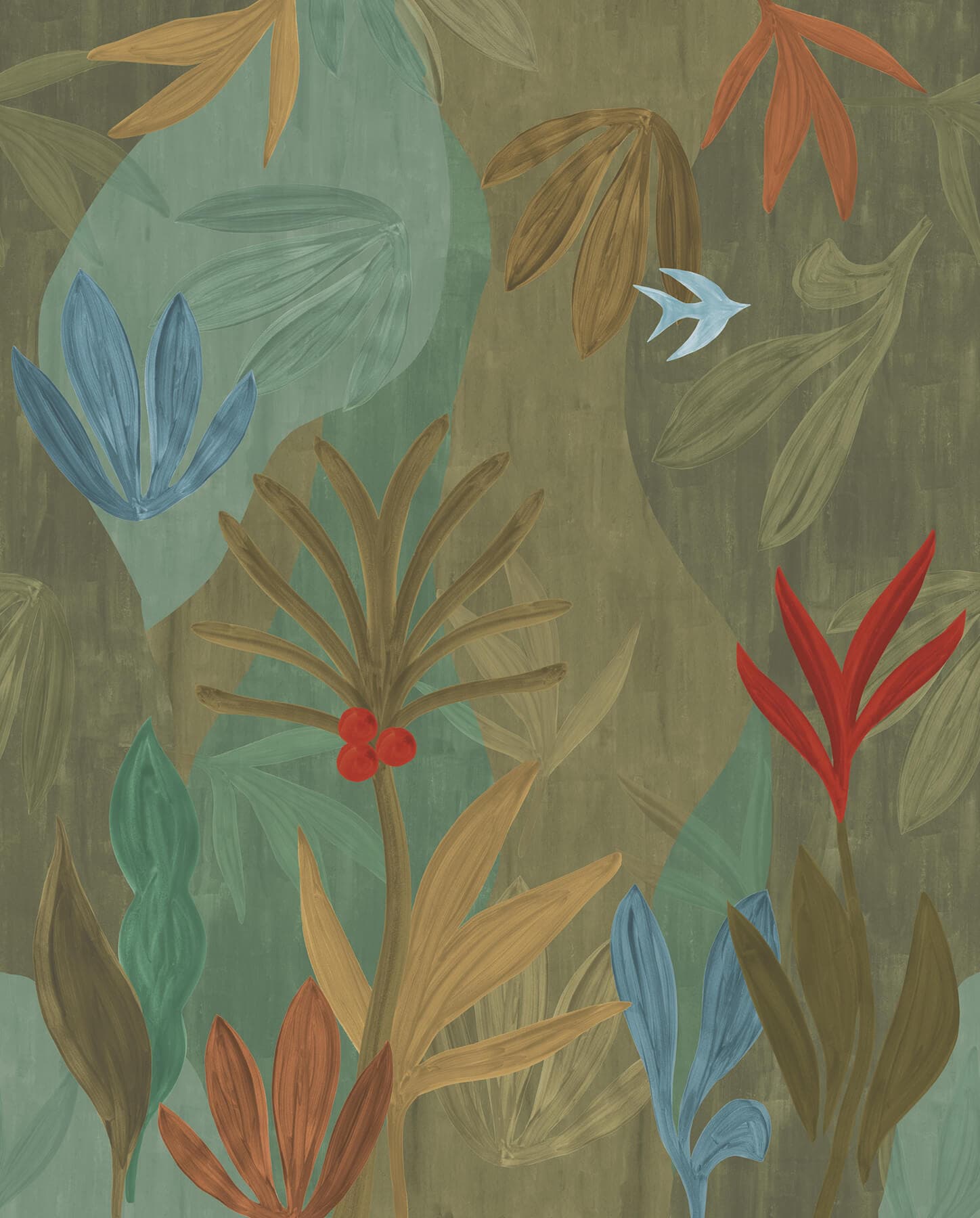 Chambord Gardens Wall Mural - Leaf & Olive