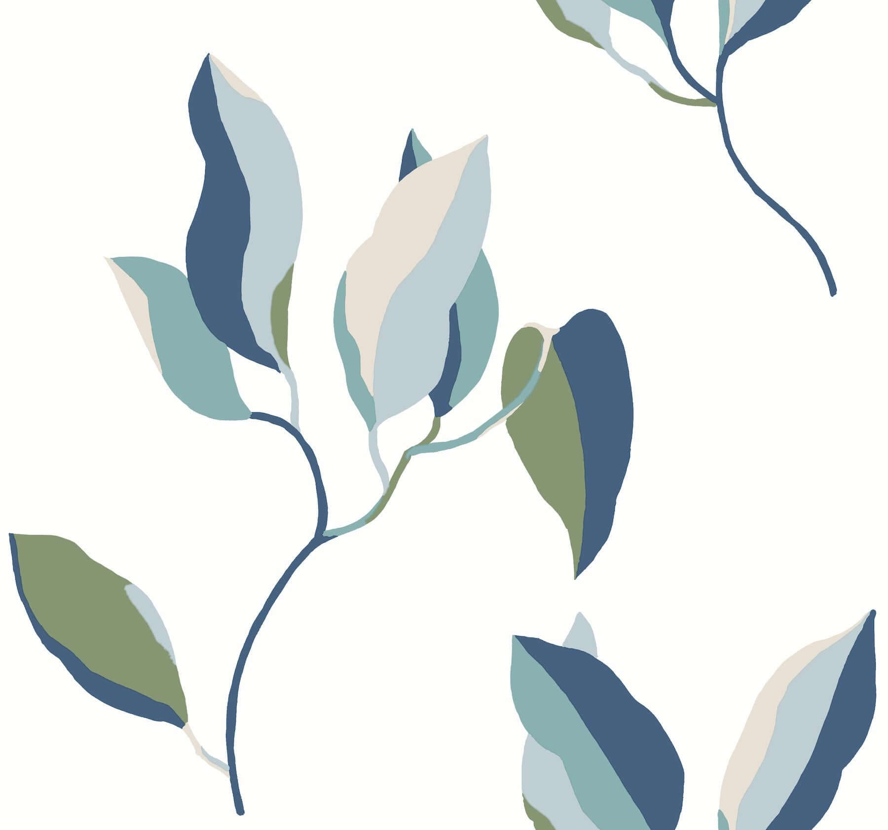 Brushwork Branches Wallpaper- Alpine & Cobalt