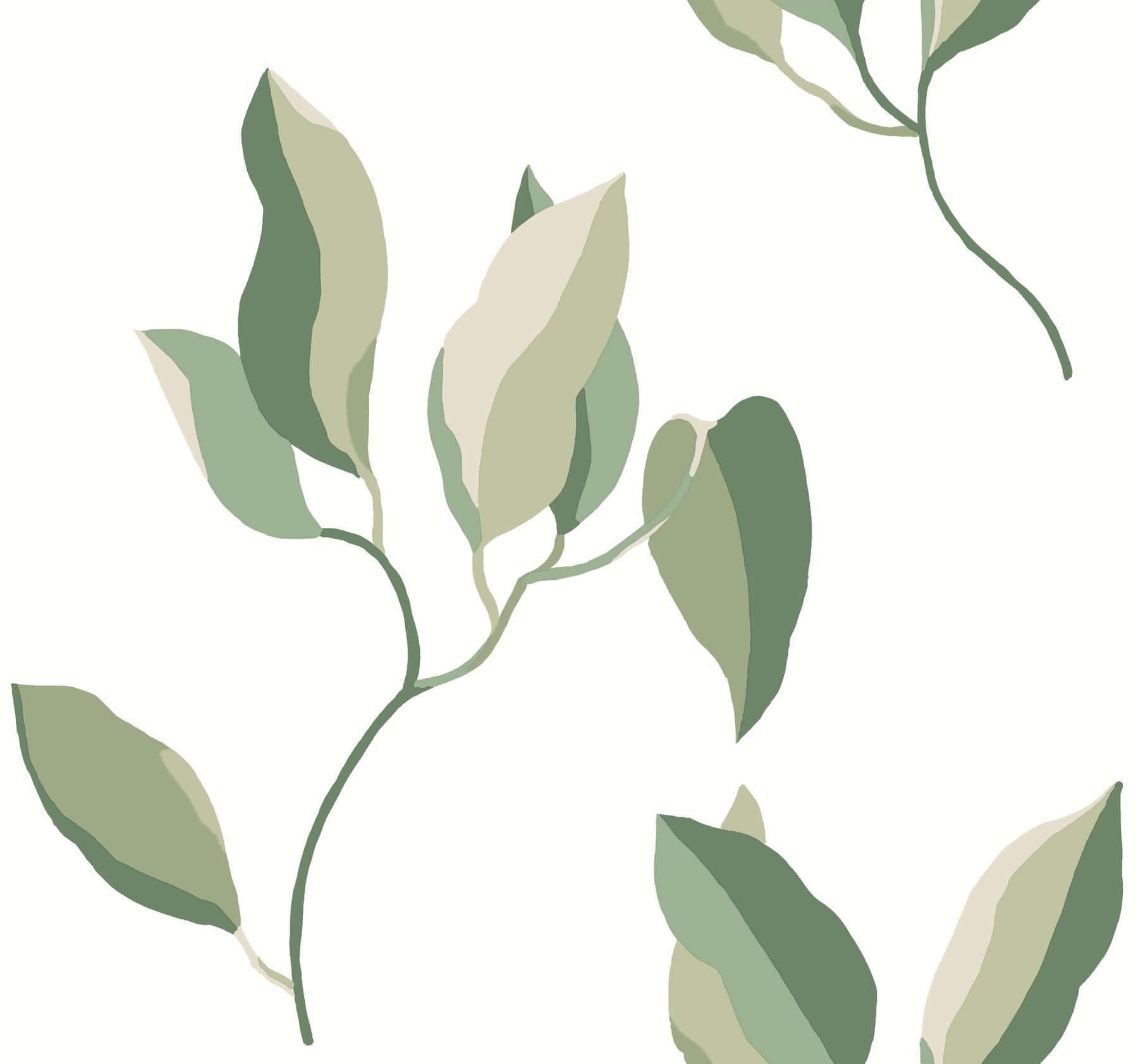 Brushwork Branches Wallpaper- Leaf Green