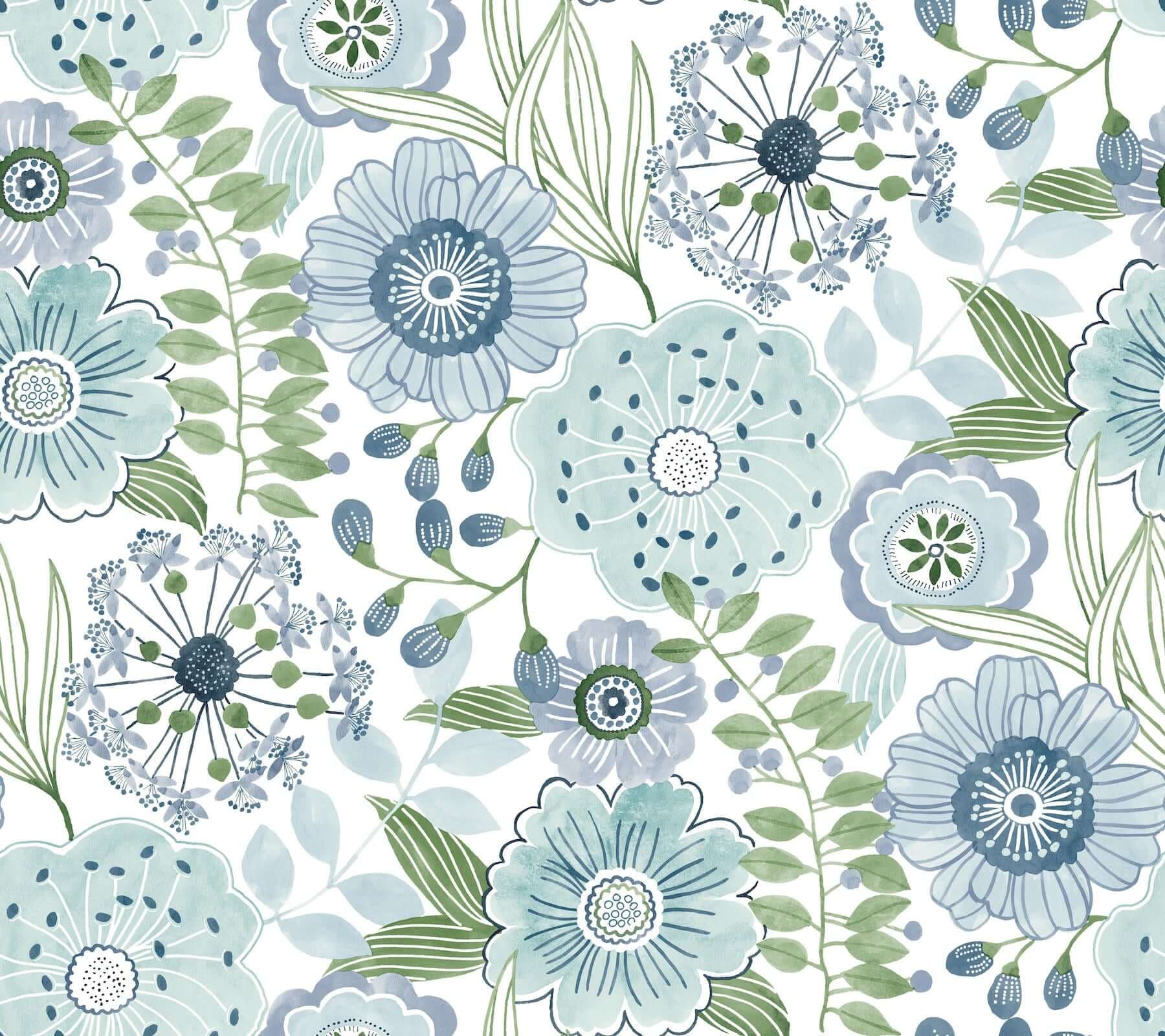 Artistic Bouquet Wallpaper- Alpine & Leaf