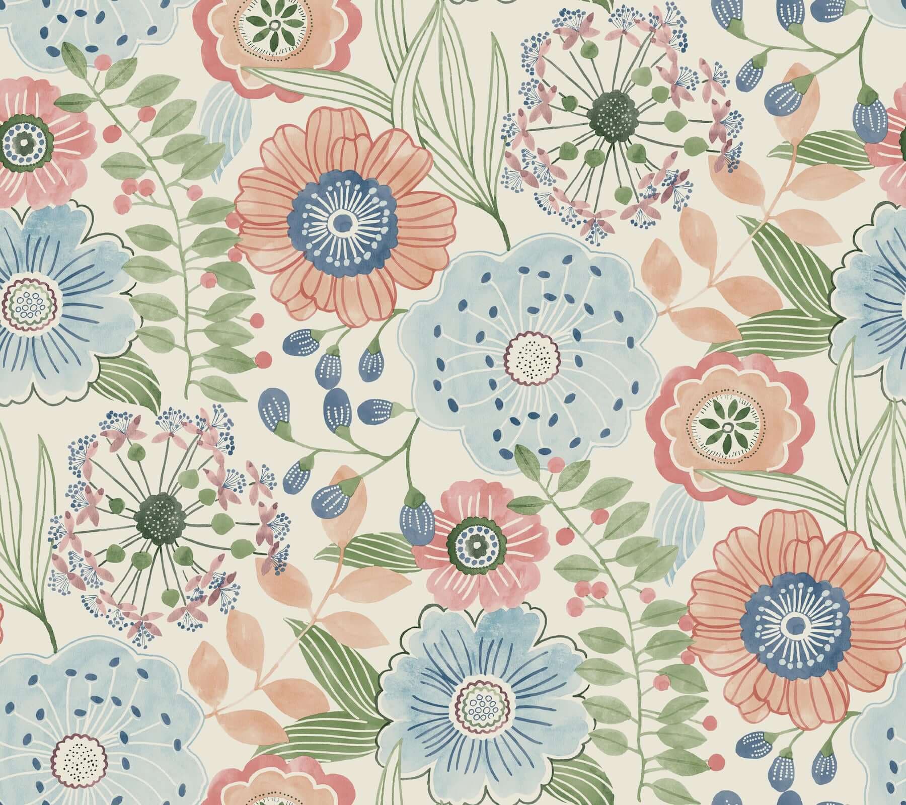 Artistic Bouquet Wallpaper- Multicolor